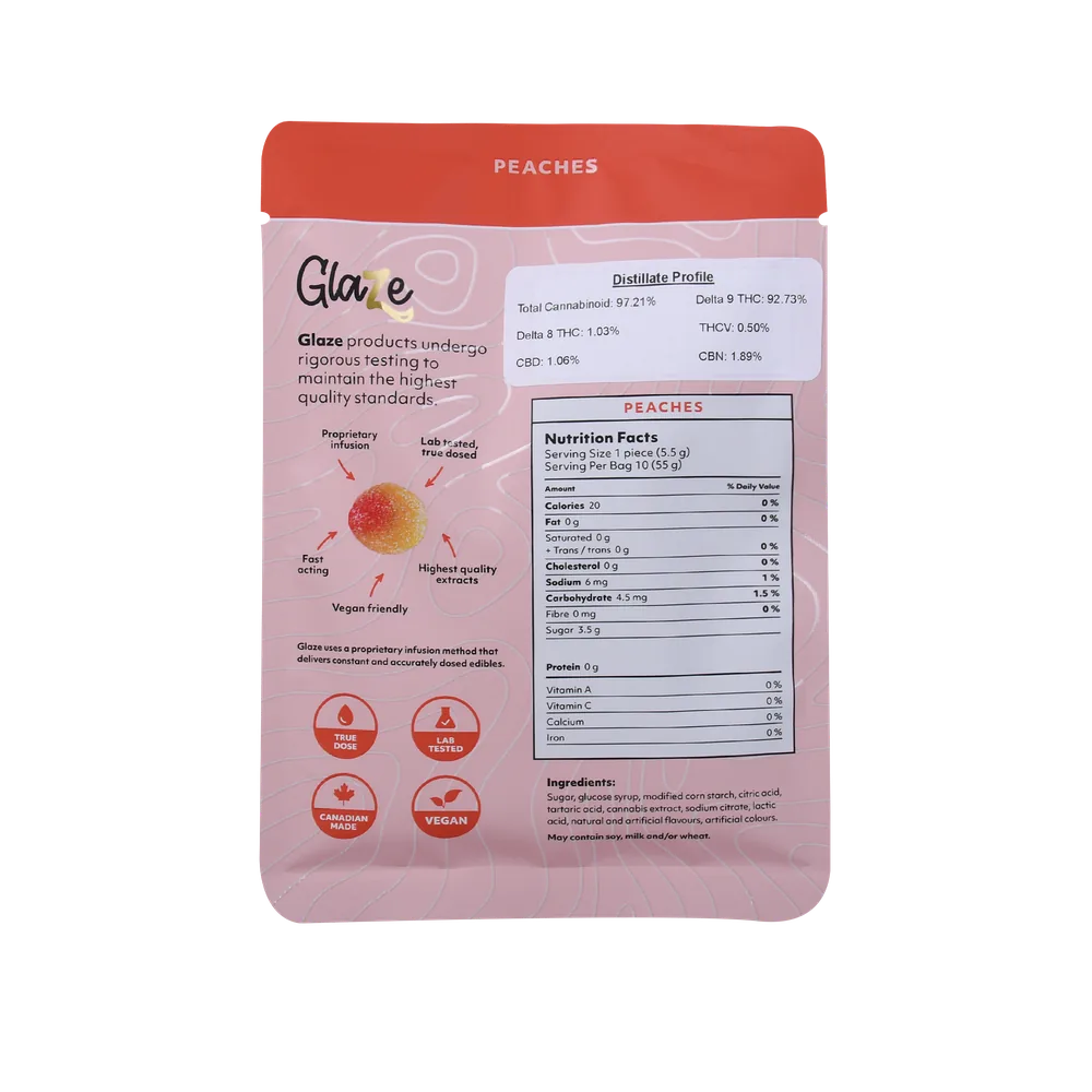 400mg THC Gummies - Peaches by Glaze