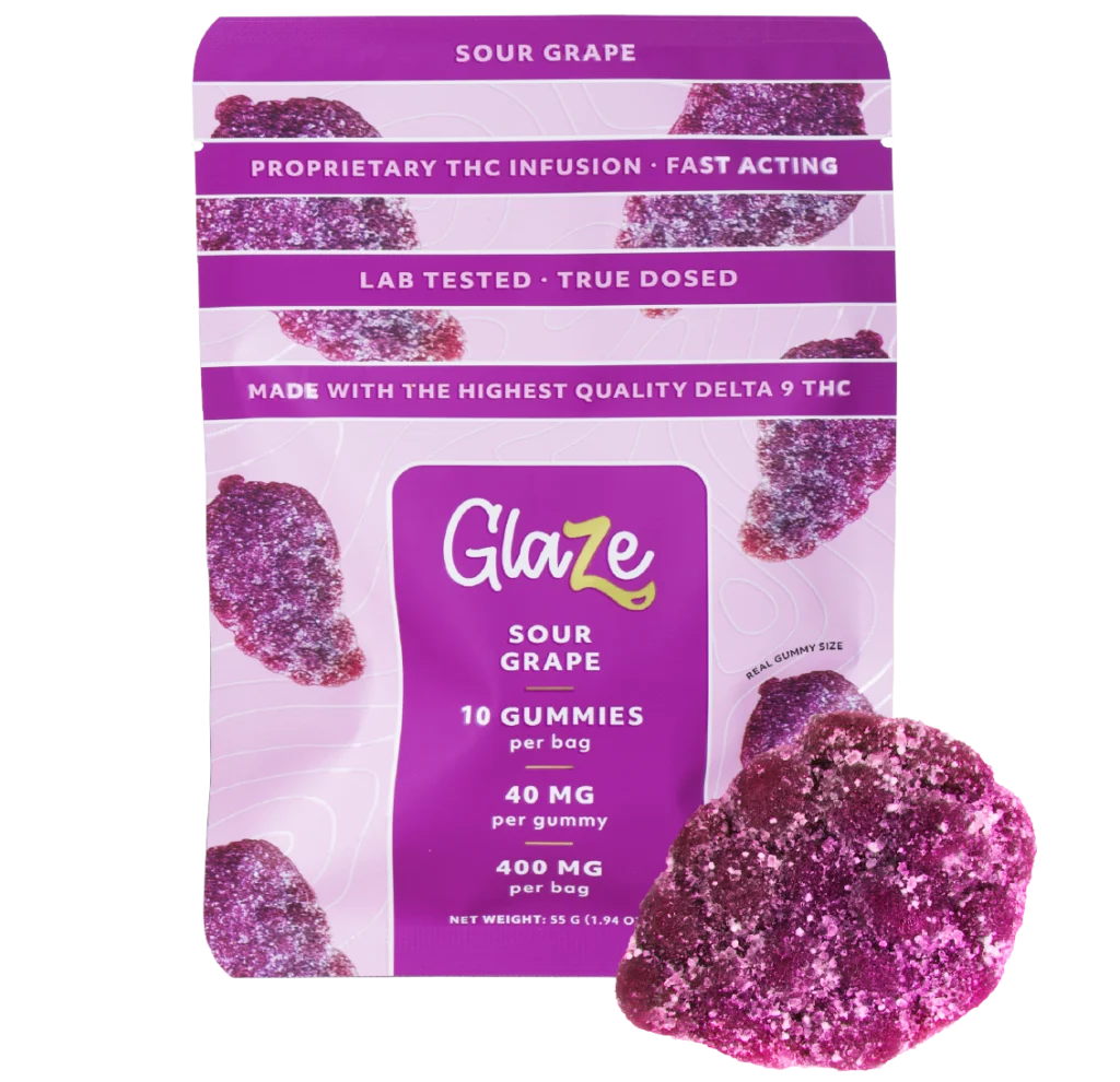 Grapes Bag by Glaze - 1 Bag, 10 Gummies, 40mg Each